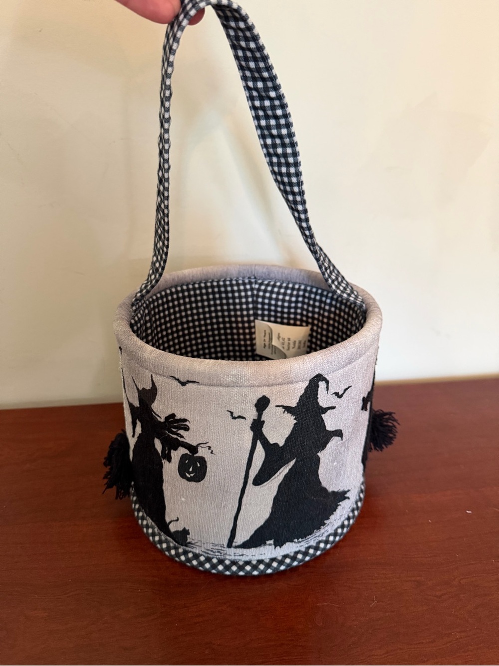 Black & Gray Halloween Witch Bucket Handbag
